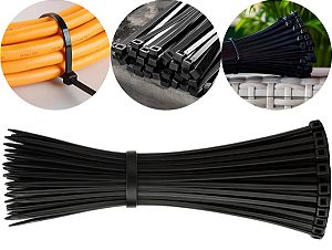Abraçadeira De Nylon Preta 300x4,8mm Pacote Com 100und Ajax