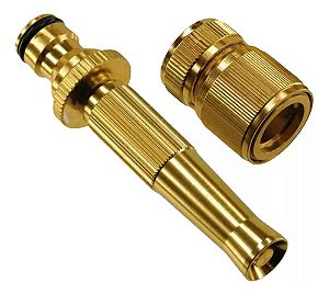 Kit Engate Rápido 1/2'' + Esguicho Metal Aluminio Dourado