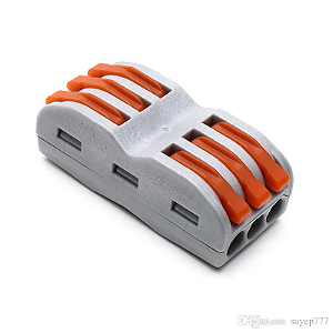 WAGO Conector Emenda Isolante Derivação Sem Solda 3x3 Vias