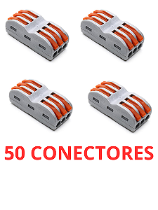50 Conector Emenda Isolante Derivação Sem Solda 3x3 Vias