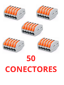 50 Conector Emenda Isolante Derivação Sem Solda 5 Vias