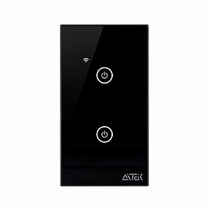 Interruptor Inteligente Wireless 2 Botões Touch Alexa Preto