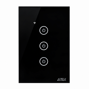 Interruptor Inteligente Wifi Wirelles 3 Botões Alexa Preto