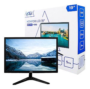 Monitor Tela 19'' Pc Led Full Hd Entrada Hdmi Vga 60hz Aitek