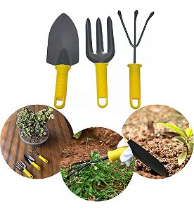 Kit Jardinagem Ferramenta E Horta 3 Peças Garfo Pá Rastelo