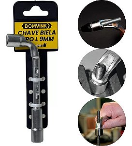 Chave Biela Tipo L De 9mm Vazada Com Furo Passante