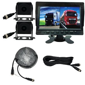 Kit Monitoramento Monitor 7 Polegadas + 2 Câmeras Ahd 12-24v