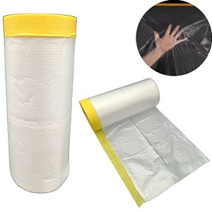Filme Plástico C/ Fita Crepe Protege Cobre Tudo 110cm X 20m