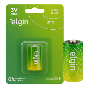 Cartela De Pilha Cr123 3v Litio Alta Durabilidade Elgin