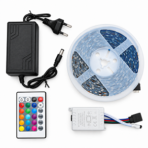 Fita Led 5050 Rgb C/ Silicone Fonte E Controle De Cores
