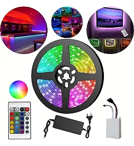 Fita Led 5050 Rgb C/ Silicone Fonte E Controle De Cores