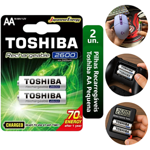 Cartela C/ 2 Pilha Recarregáveis Aa 2600mah Toshiba 1.2v