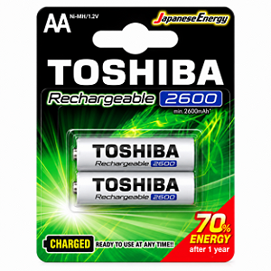 Cartela C/ 2 Pilha Recarregáveis Aa 2600mah Toshiba 1.2v
