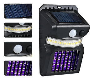 Luminária Arandela Carregamento Solar Contra Mosquitos