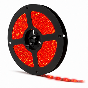 Fita Led Com 5m 3528 12v Vermelha Vermelho Sem Silicone