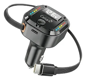 Carregador Veicular USB-C PD 30W Turbo Com Cabo Retrátil e LED