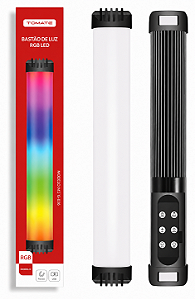 Bastão de Luz LED RGB 10W Profissional Estrutura Preta para Fotos, Vídeos e Iluminação
