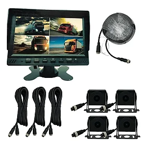 Kit Monitoramento Monitor 10 Polegadas + 4 Câmeras 12-24v