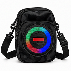 Bag Camuflada Com Caixa De Som Bluetooth Led Rgb Portátil