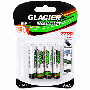 Kit Pilha Palito Recarregável Aaa 2700Mah Com 4 Unidades