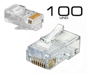 Kit 100 Conector Rj45 Macho Cat5e Cabo Rede