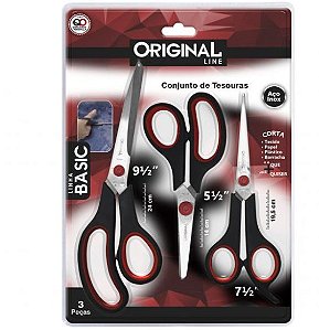 Conjunto de tesouras aço inox com 3 peças Original