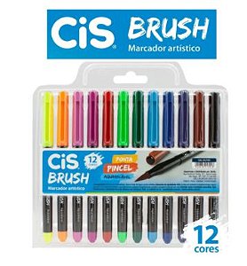Marcador Artístico Aquarelável Brush com 12 cores CIS
