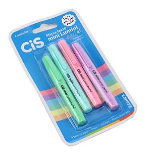 Marca texto tom pastel com 4 cores mini lumini CIS