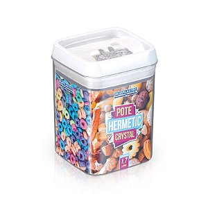 Pote Hermetico Crystal Quadrado 1,7 litros Injeplastec