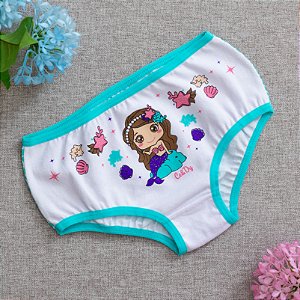 Calcinha De Algodão Infantil Estampa da Sereia - 72