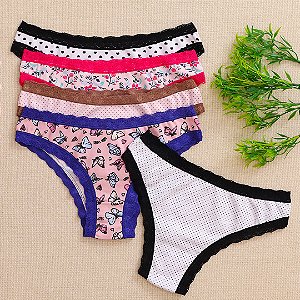 Kit 5 Calcinha De Algodão Tanga Boreale 5 Estampadas Sortidas - 35
