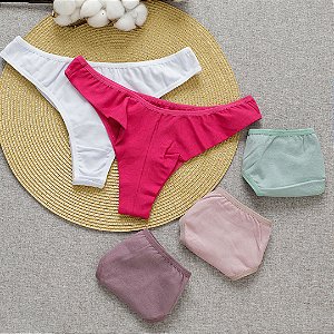 Kit 5 Calcinha De Algodão Fio Duplo Eliza - 38