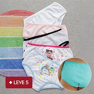 Kit 5 Calcinhas De Algodão infantil Ariana