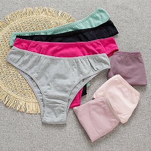 Kit Semaninha 7 Calcinhas de Algodão Tanga Delicatta Lisa e Mescla - SORTIDAS - 02