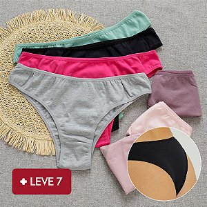 Kit Semaninha 7 Calcinhas de Algodão Tanga Delicatta Lisa e Mescla  - SORTIDAS - 02