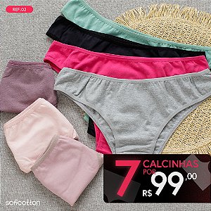 Kit Semaninha 7 Calcinhas de Algodão Tanga Delicatta Lisa e Mescla - SORTIDAS - 02