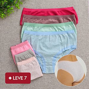 Kit Semaninha 7 Calcinhas De Algodão Tangona Leticia  SORTIDA Mesclas e Lisas - 63