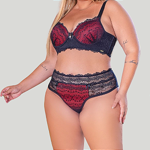 Conjunto Bicolor Preto e Rubi 2468