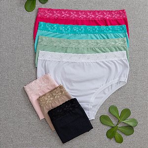 Kit semaninha 7 Calcinhas De Algodão Tanga Alta Sofia - Sortida - 16