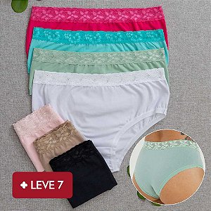 Kit semaninha 7 Calcinhas De Algodão Tanga Alta  Sofia - Sortida - 16