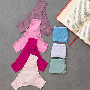 Kit Semaninha 7 Calcinhas de Algodão Com Lateral Dupla Iza - Sortida - 52