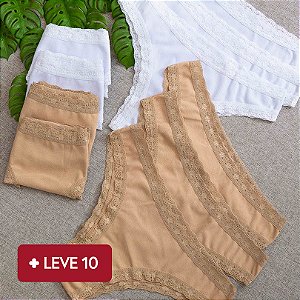 Kit Semaninha 10 Calcinhas De Algodão Tanga Boreale Brancas e Chocolate K10-36BC