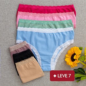 Kit Semaninha 7 Calcinhas de Algodão Tanga K7-83
