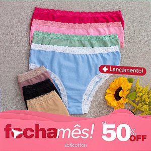 Kit Semaninha 7 Calcinhas de Algodão Tanga K7-83