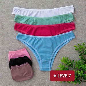 Kit Semaninha 7 Calcinhas de Algodão Tanga Biquini K7-26