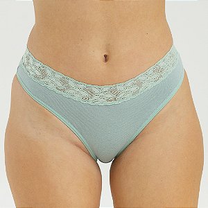 Calcinha de Algodão Tanga Renda Isabela Theos 25TH