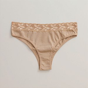 Calcinha de Algodão Tanga Renda Isabela Chocolate 25-CH