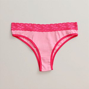 Calcinha de Algodão Tanga Renda Isabela Barby 25-BY