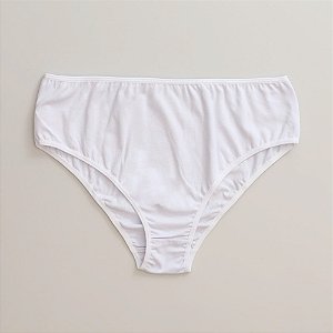 Calcinha De Algodão Tanga Alta Plus Size Ângela Branco 40-BR