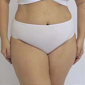 Calcinha De Algodão Tanga Alta Plus Size Ângela Branco 40-BR